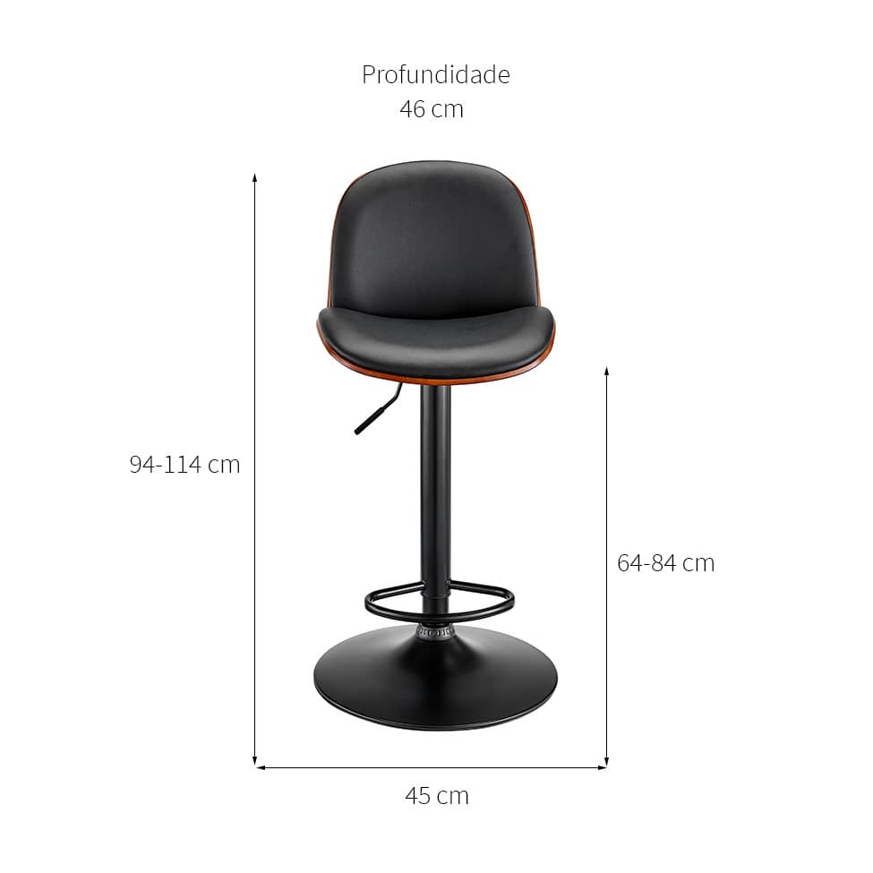 Banqueta Giratória Gouda Preta