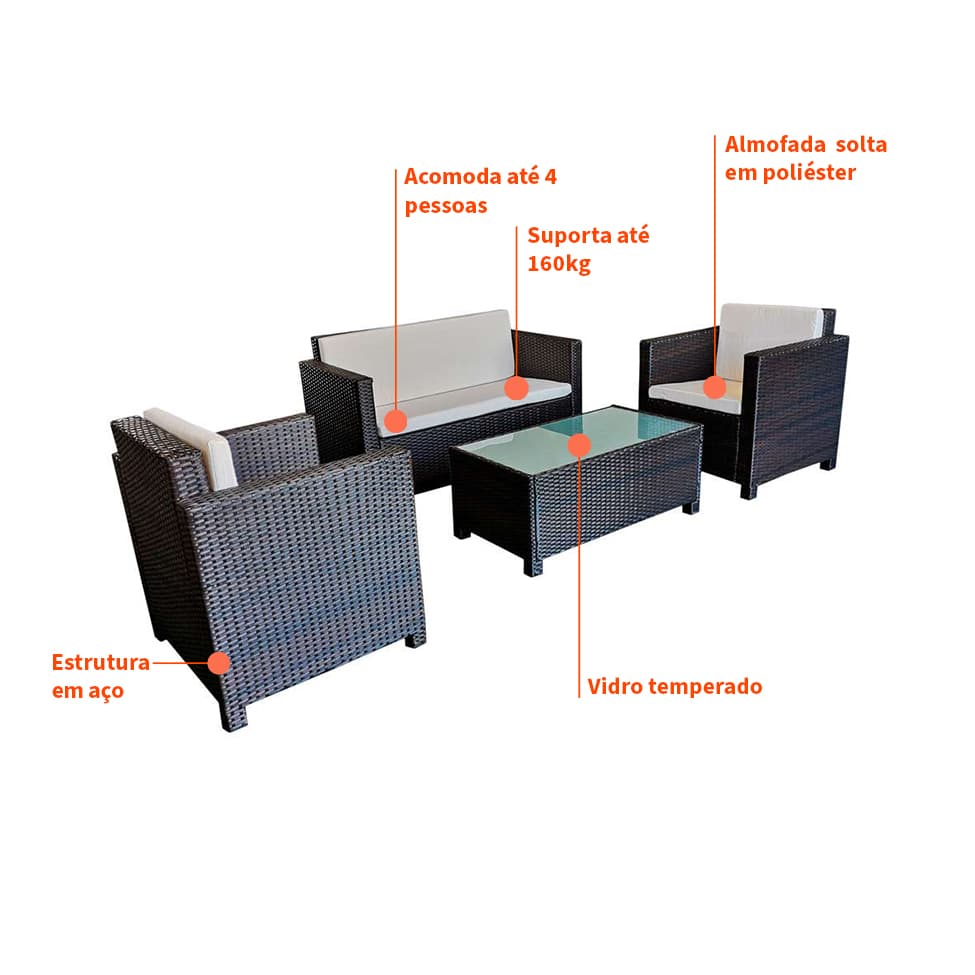 Conjunto para Área Externa Selina Marrom