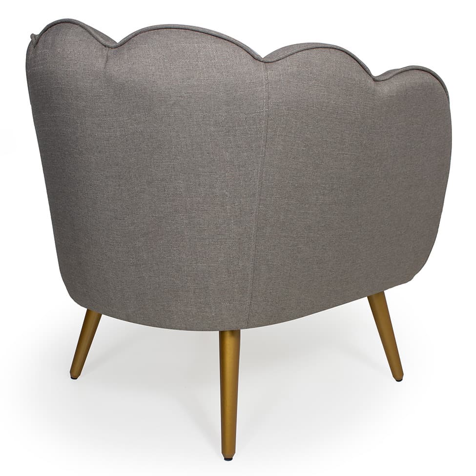 Poltrona Ariel Linho Fendi e Dourada
