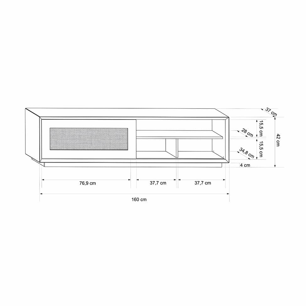 Rack Corumbá com Tela Preto 160 cm