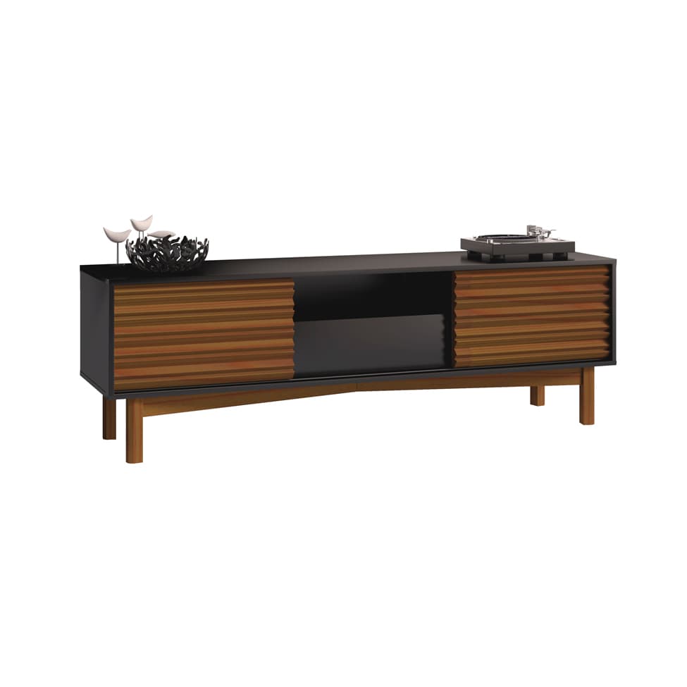 Rack Galeão Preto e Amêndoa 160 cm