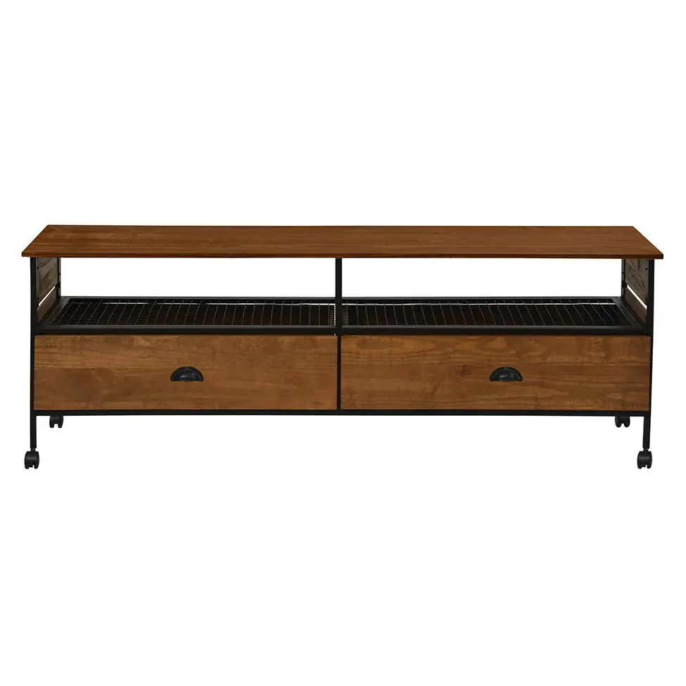 Rack Salvia Preto e Amêndoa Rustico 160 cm
