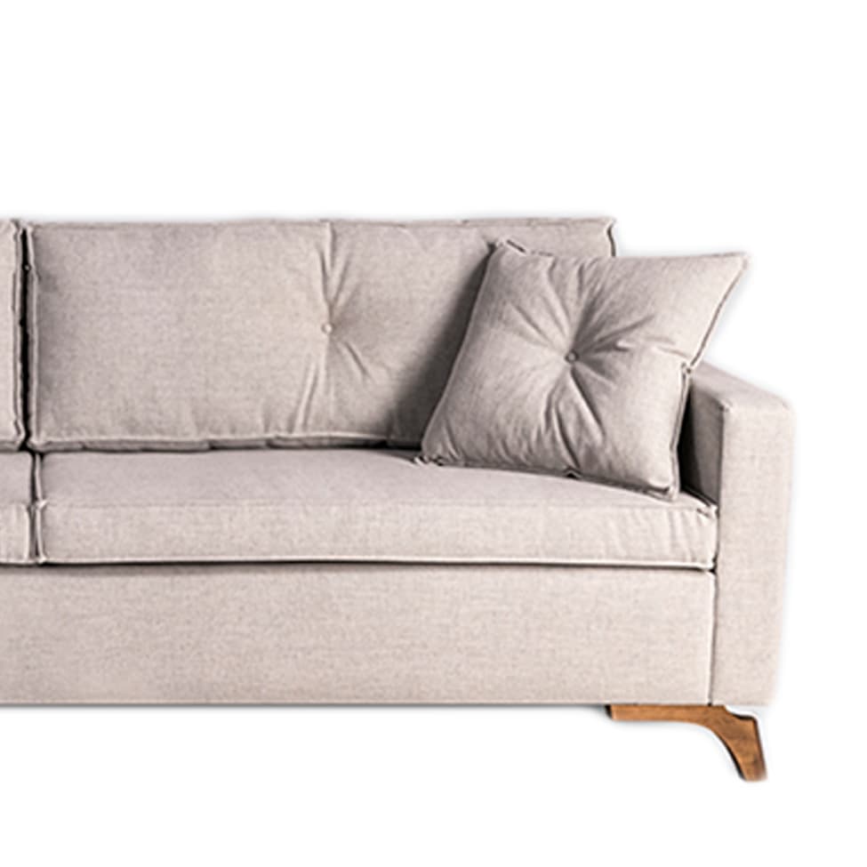 Sofá 3 Lugares Viena Linho Bege 190 cm