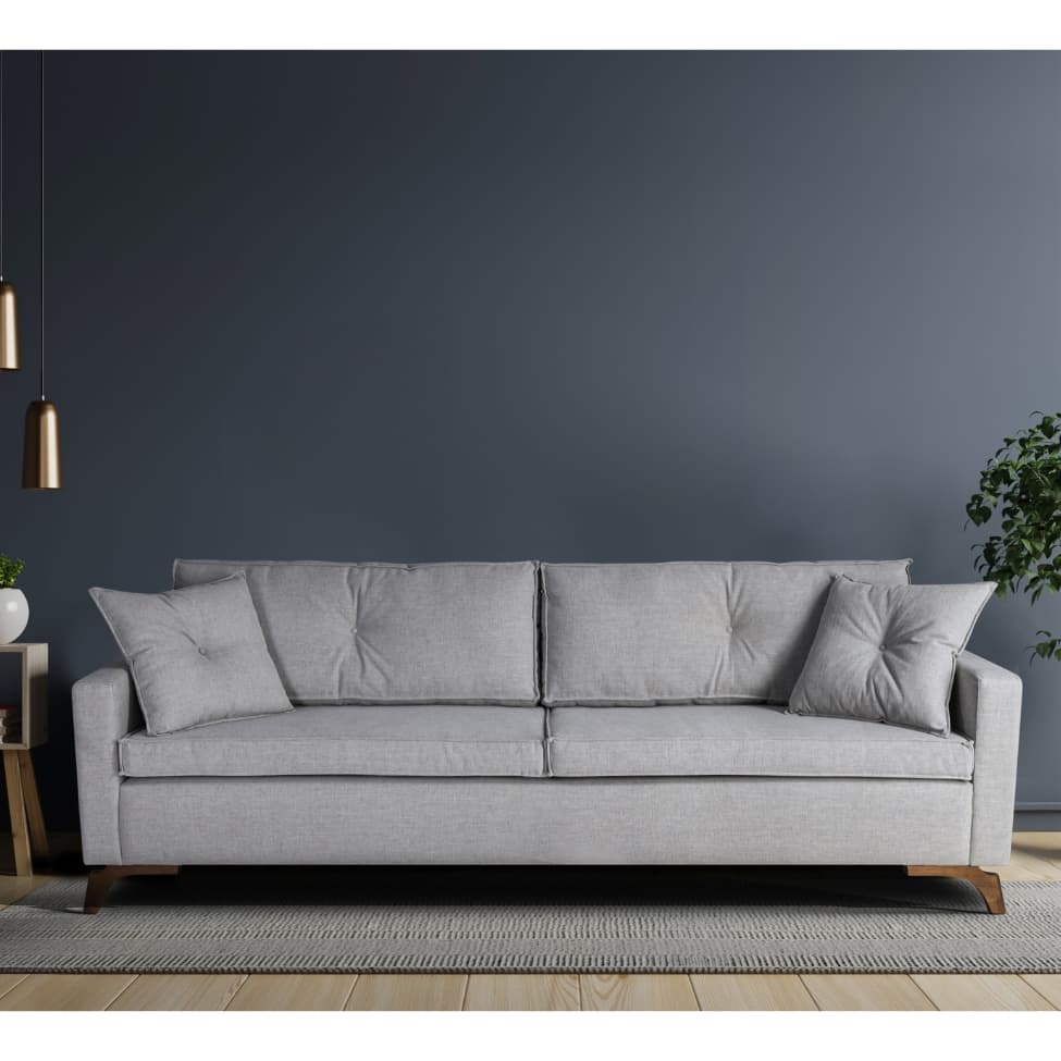 Sofá 3 Lugares Viena Linho Cinza 230 cm