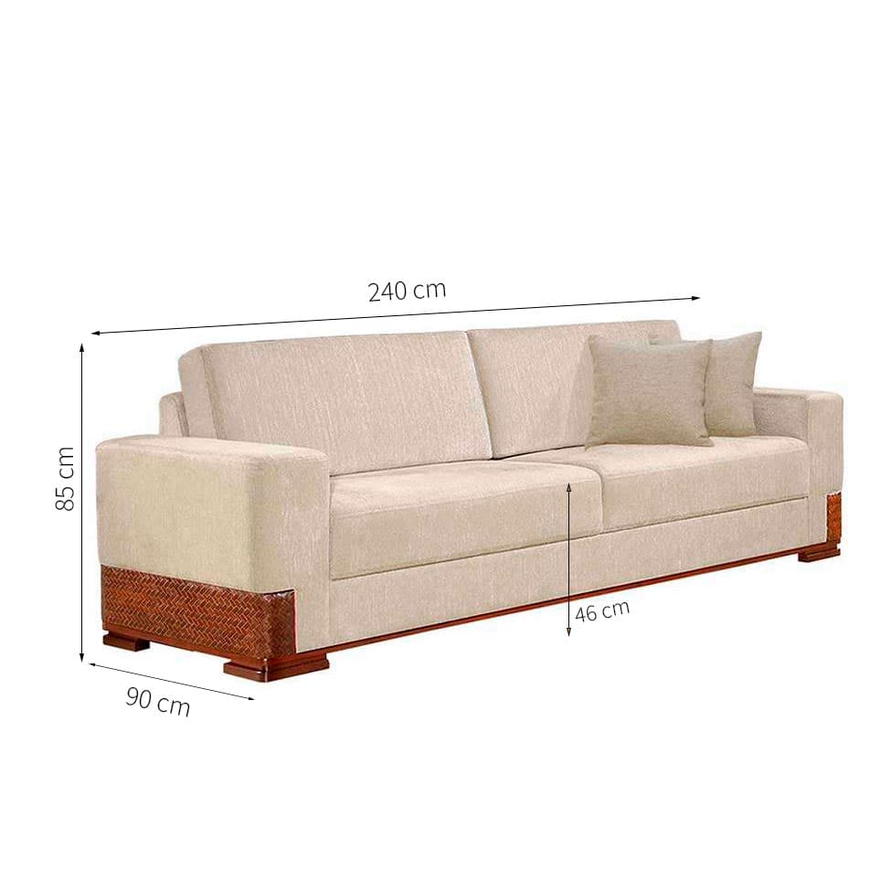 Sofá 3 lugares Bretanha Linho Creme II