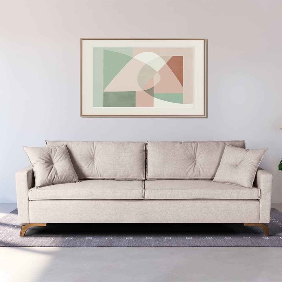 Sofá 4 Lugares Viena Linho Bege 250 cm