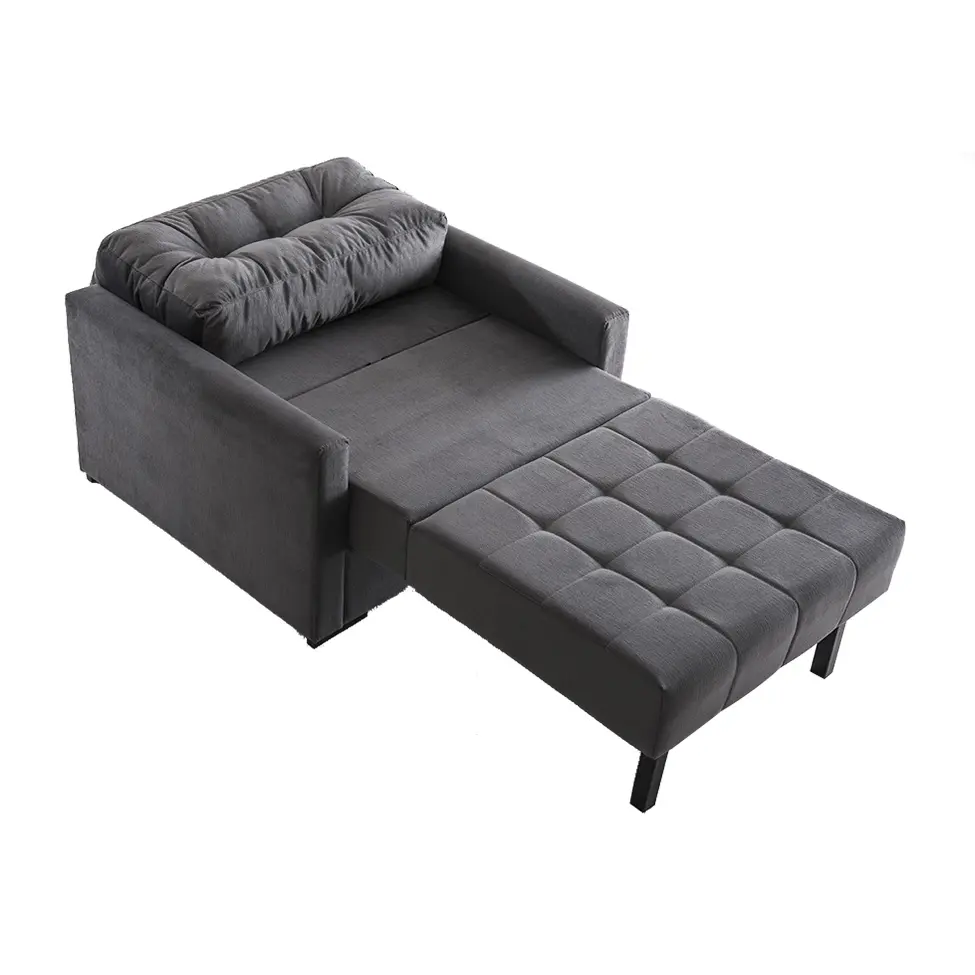 Sofá-Cama Solteiro Murilo Uno Veludo Cinza