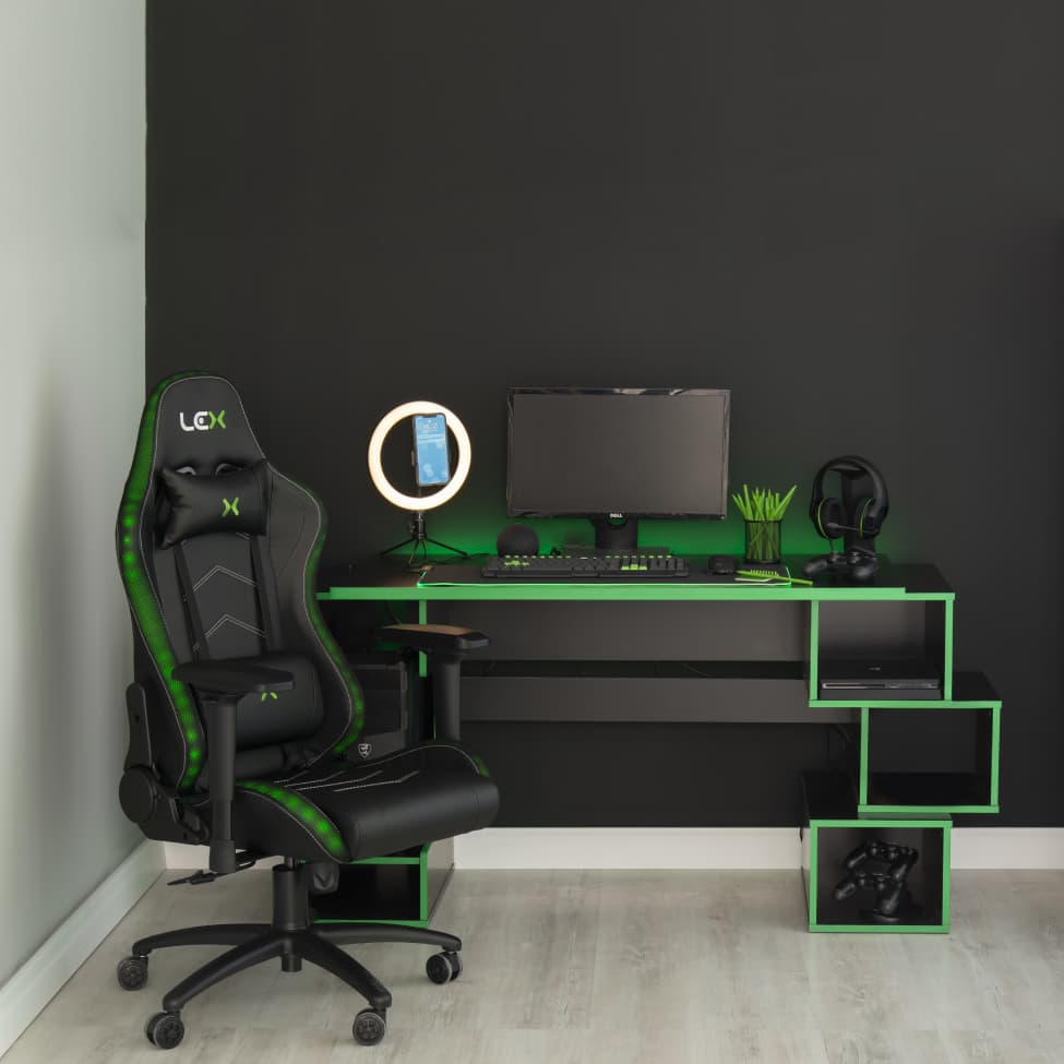 Cadeira Gamer Olympians Zeus LED RGB Preta