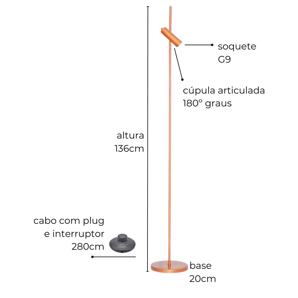 Luminária de Piso Chão Sofhie Cobre