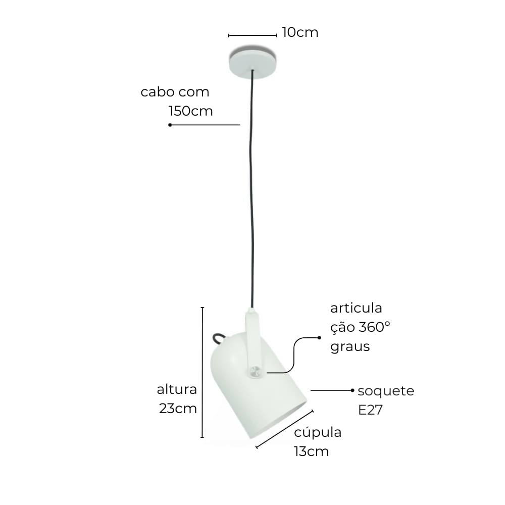 Luminária de Teto Pendente Nelle Branco