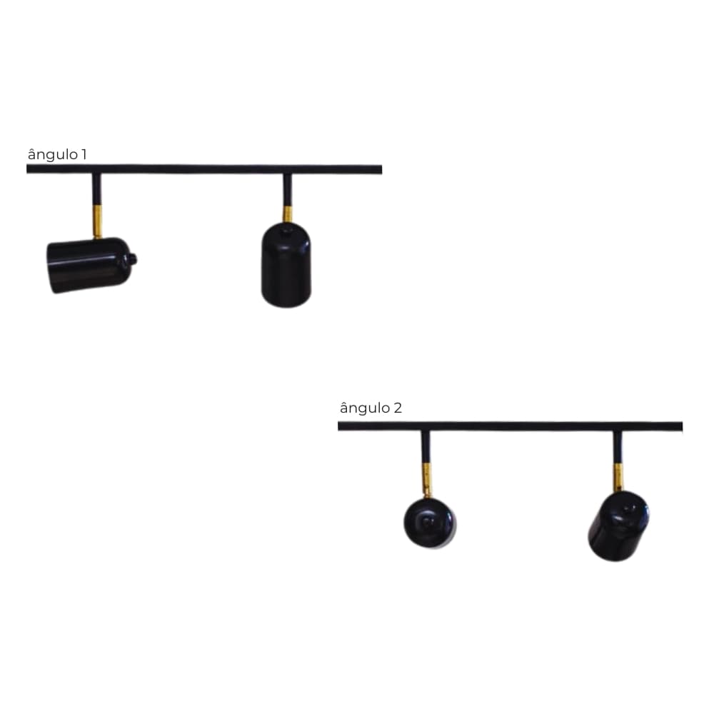 Trilho de Teto com 2 Spots Ewa Preto 50cm