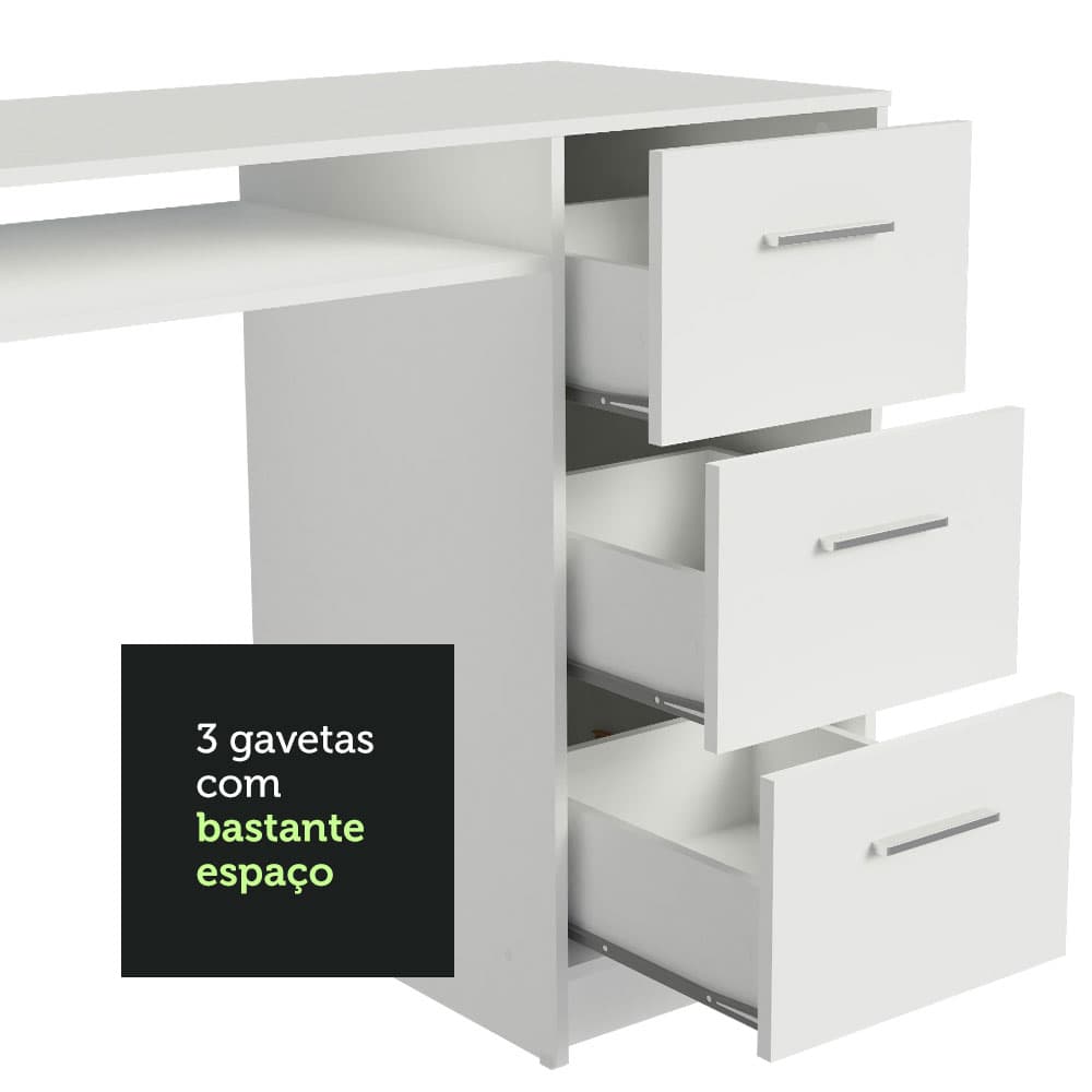 Escrivaninha Madesa Alaska 3 Gavetas 1 Porta