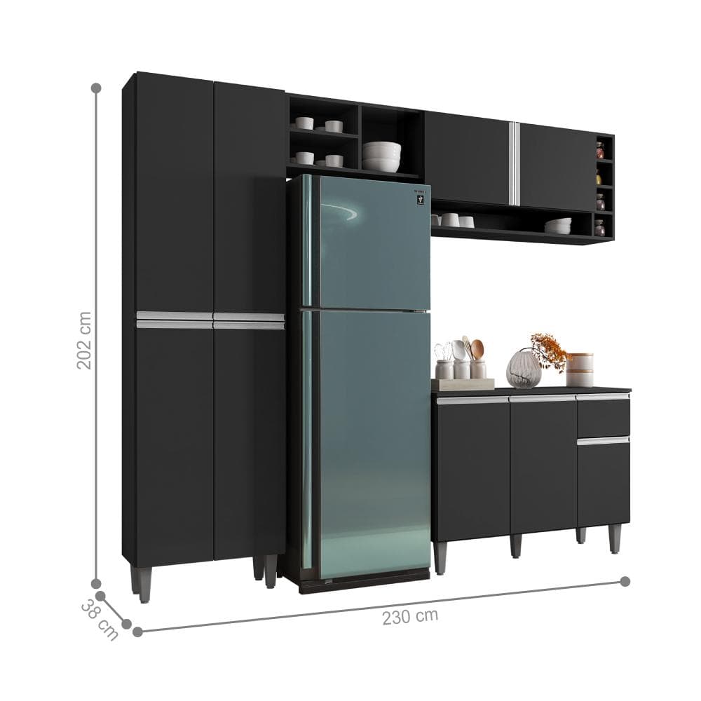 Cozinha Compacta Chicago Preto Fosco