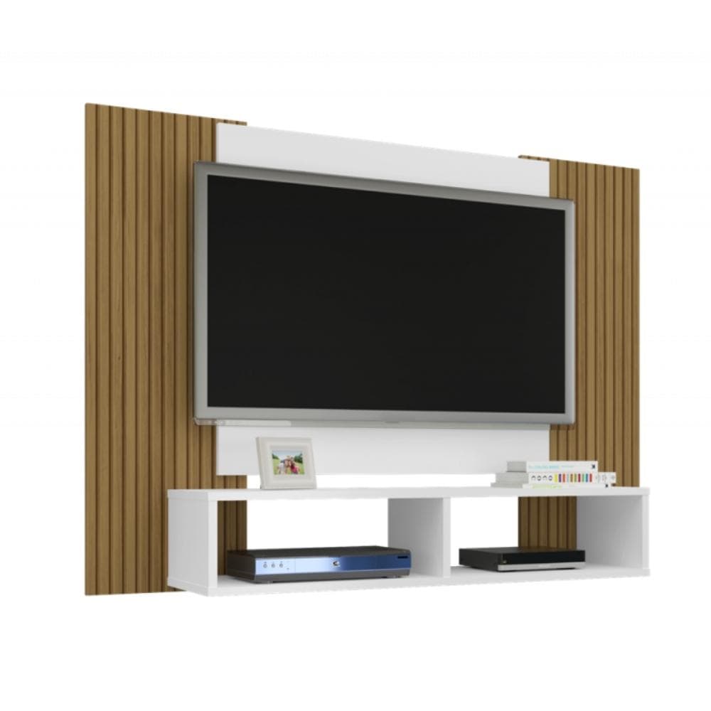 Painel para TV Tate Branco Ripado