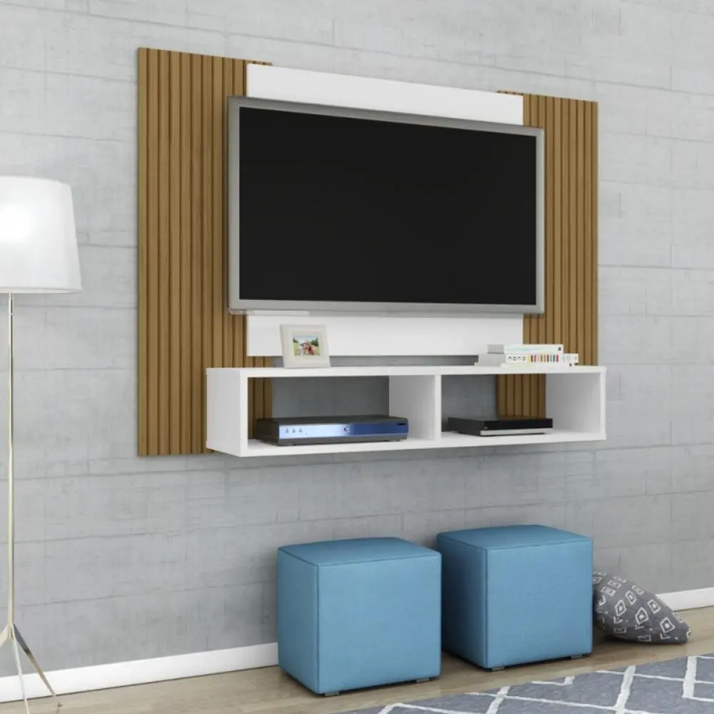 Painel para TV Tate Branco Ripado