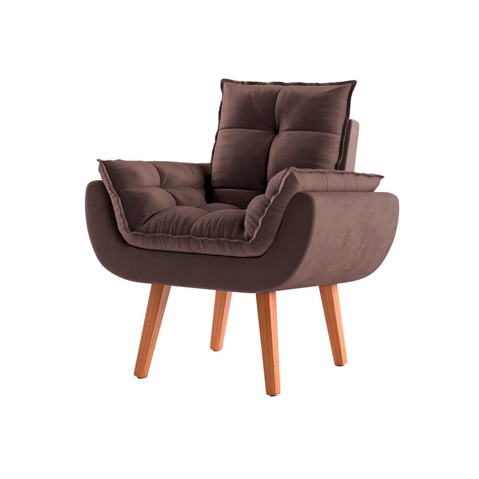 [OUTLET] Poltrona Lidi Veludo Marrom