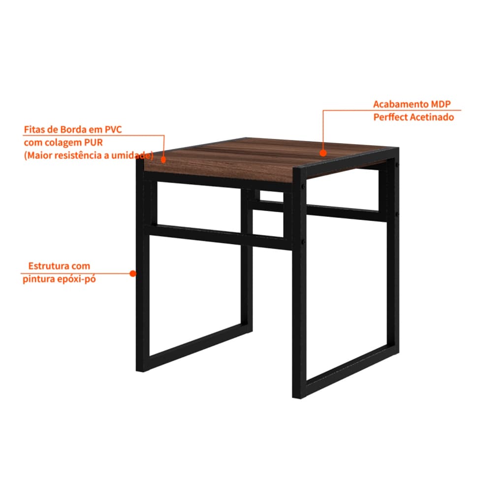 Banco Baixo Wooden Nogal e Preto