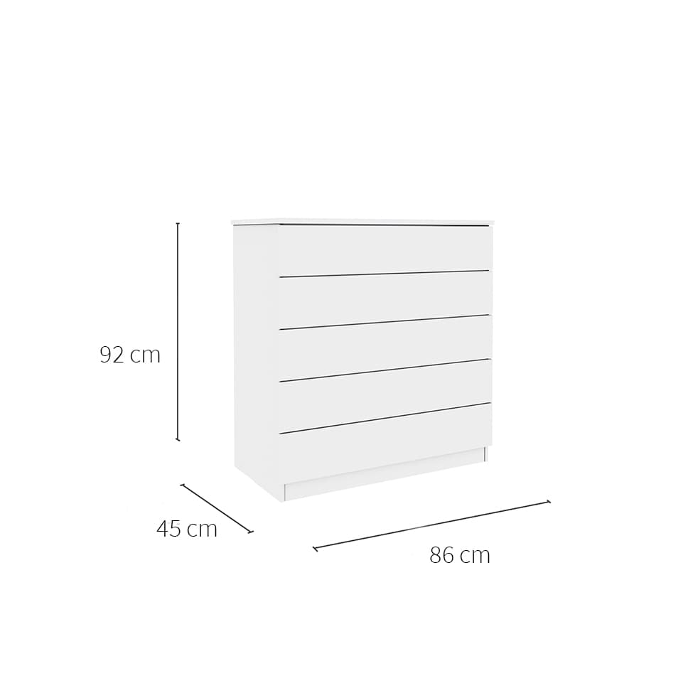 Cômoda Premium 5 Gavetas Neve
