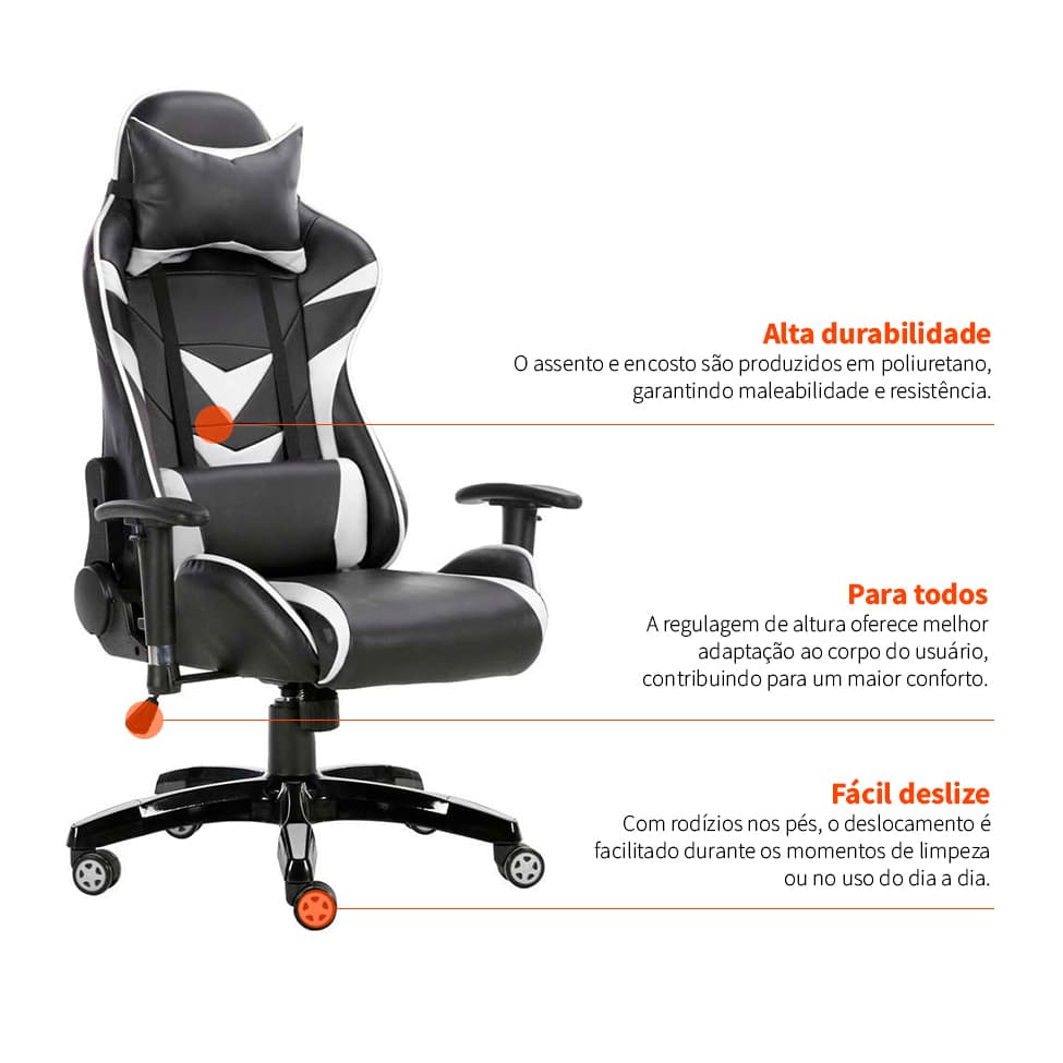 Cadeira Gamer Craft Preta e Branca