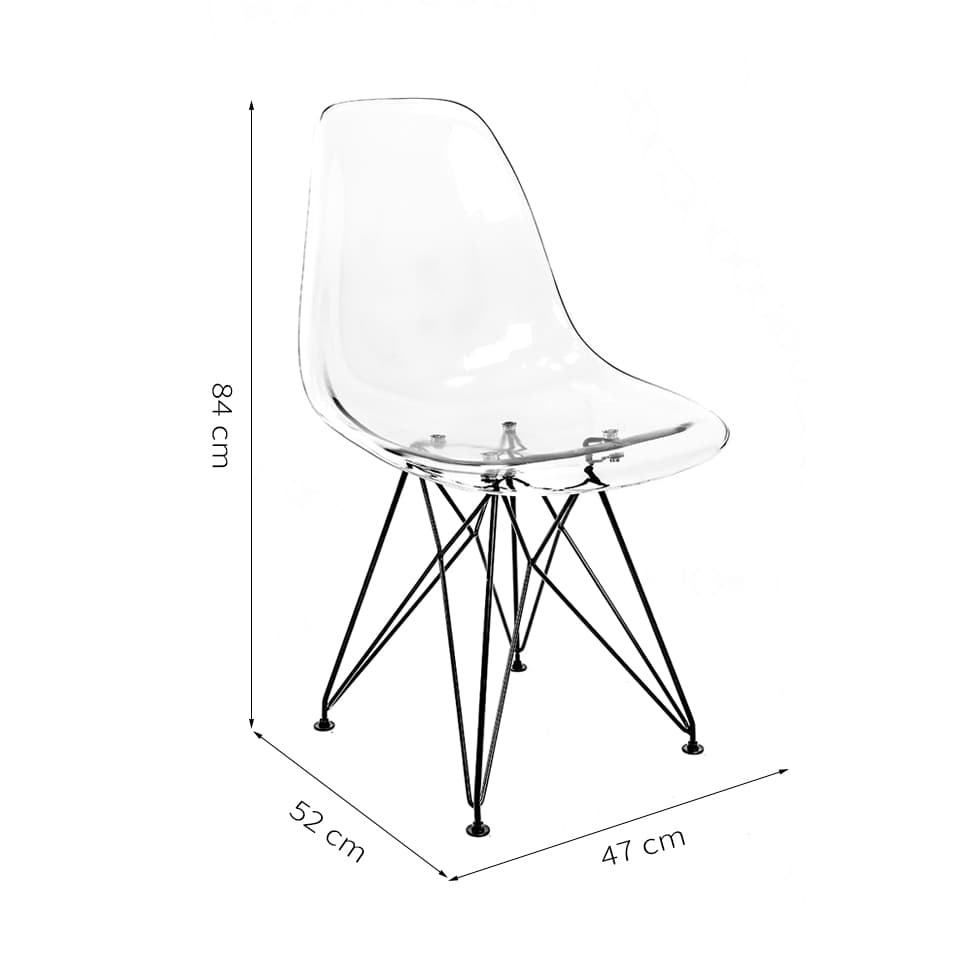 Cadeira de Cozinha Eames Preta e Transparente
