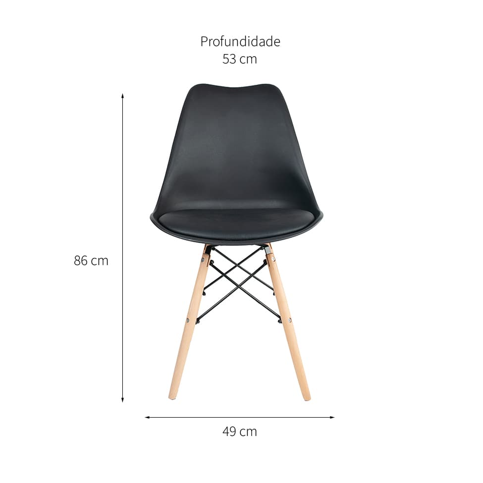 Cadeira de Jantar Eames Saarinen Leda Preta