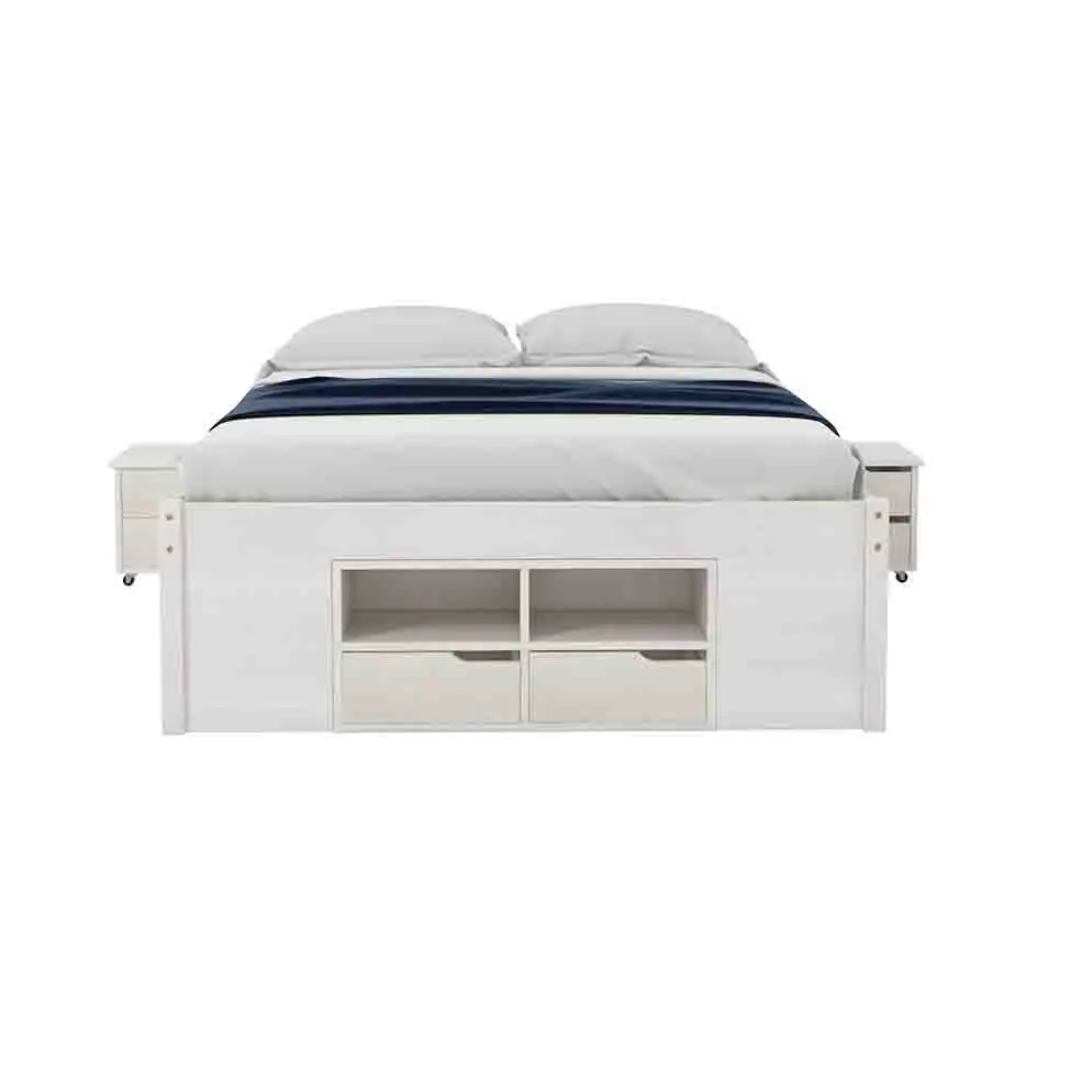 Cama Casal Kiara Madeira Maciça Branca