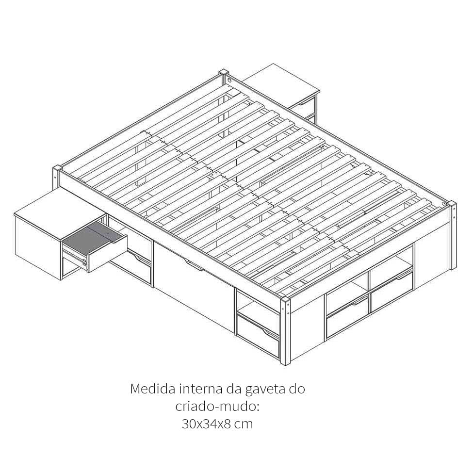 Cama Queen Kiara Madeira Maciça Branca