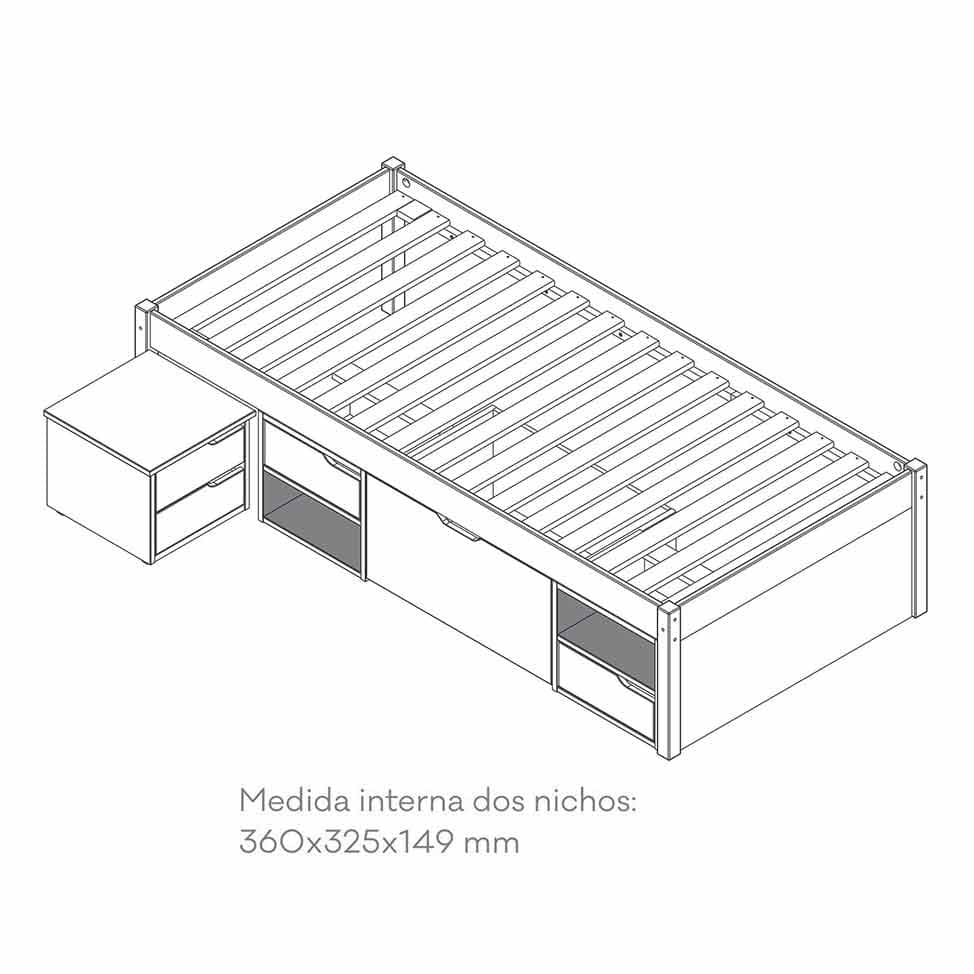 Cama Solteiro Kiara Madeira Maci