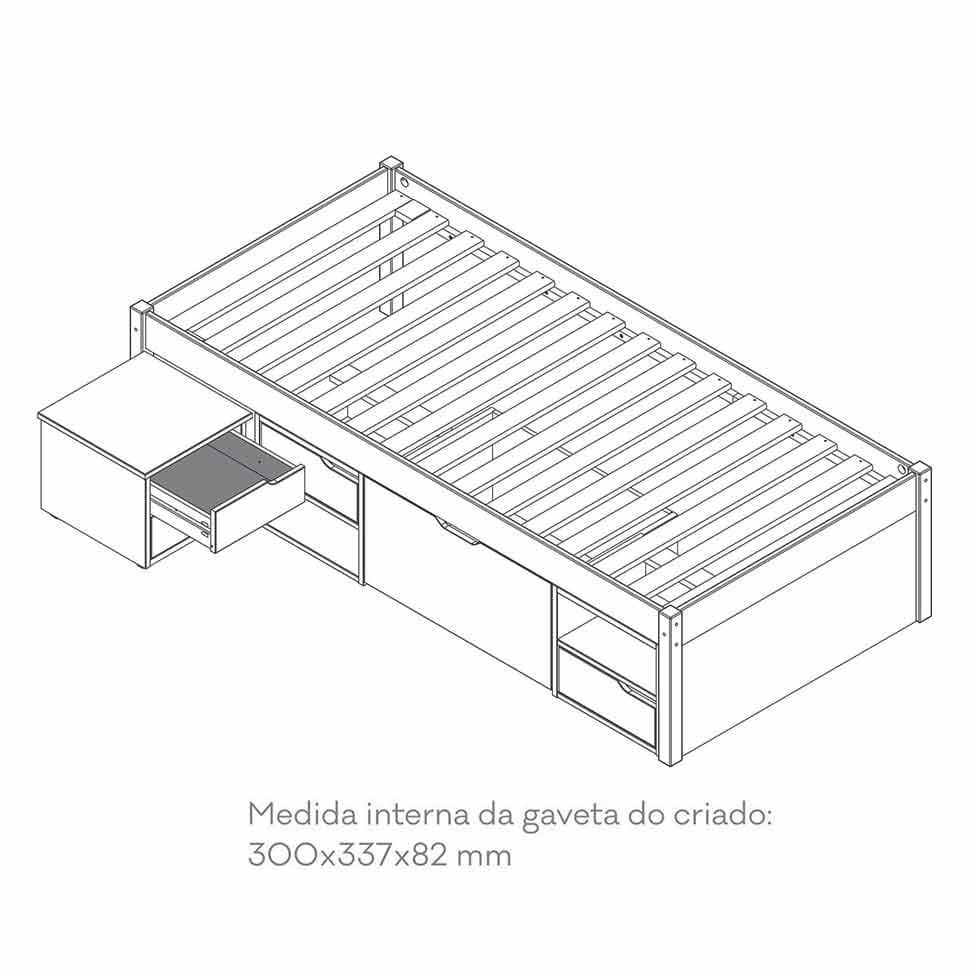 Cama Solteiro Kiara Madeira Maci