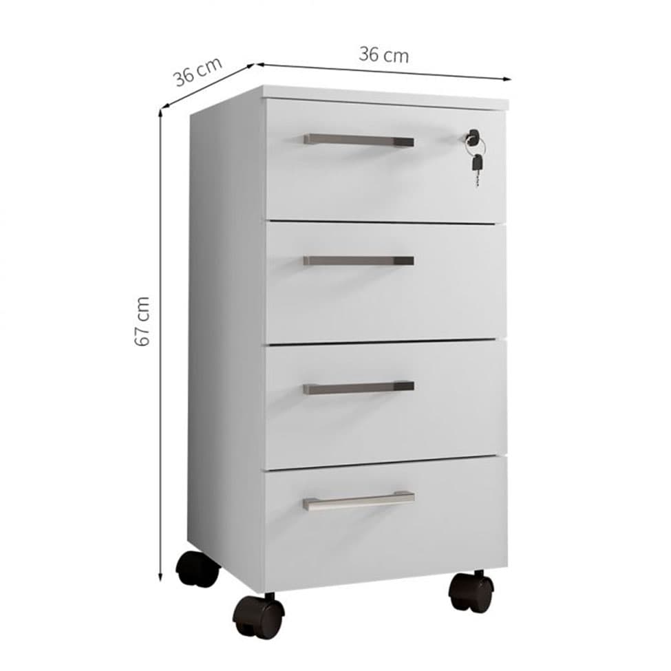 Conjunto com 2 Gaveteiros Paris 8 GV Branco
