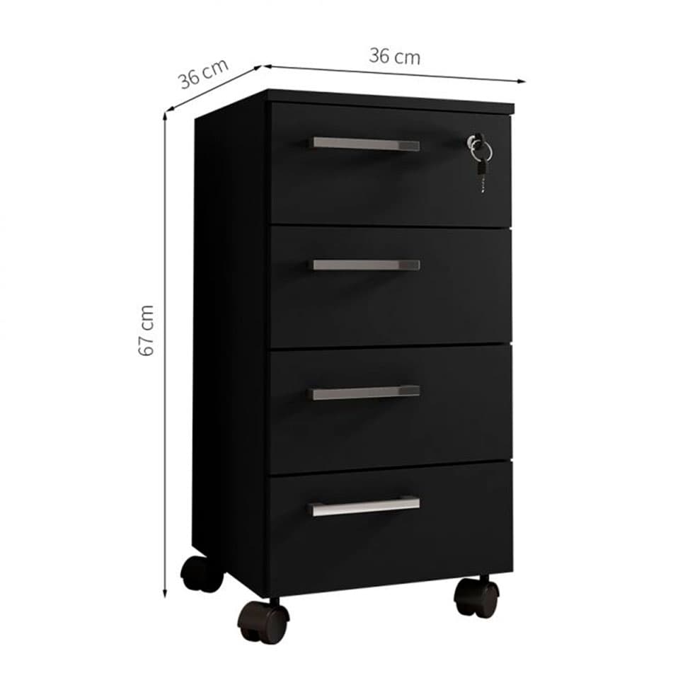 Conjunto com 2 Gaveteiros Paris 8 GV Preto