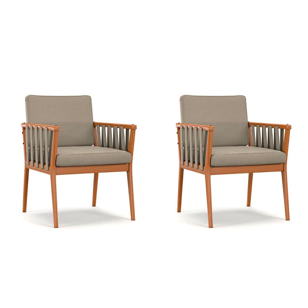 Conjunto com 2 Poltronas Chicago Linho Areia