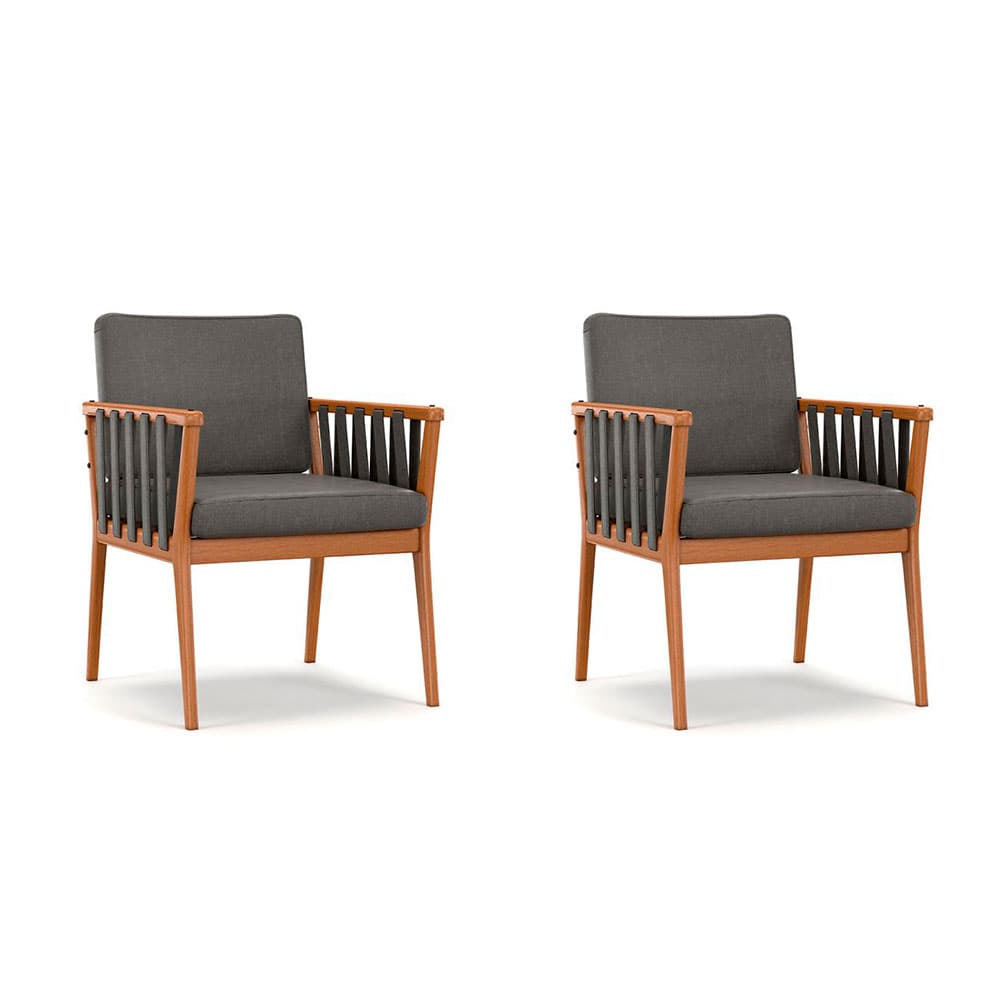 Conjunto com 2 Poltronas Chicago Linho Cinza
