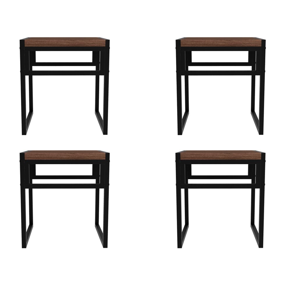 Conjunto com 4 Bancos Wooden Nogal e Preto