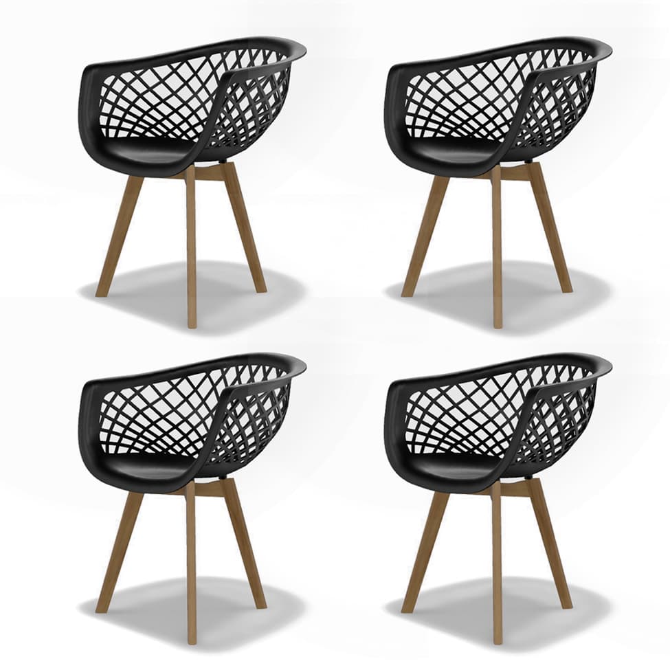 Conjunto com 4 Cadeiras Web Wood Preto
