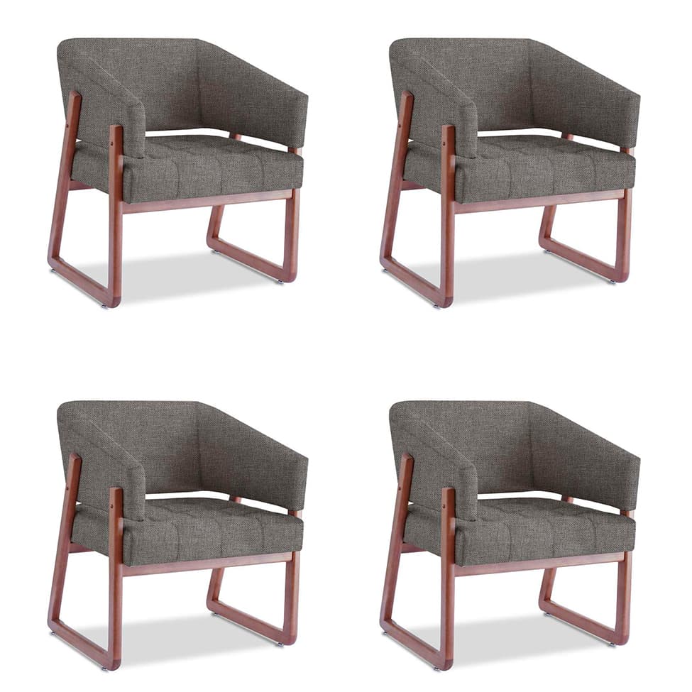 Conjunto com 4 Poltronas Air Cinza