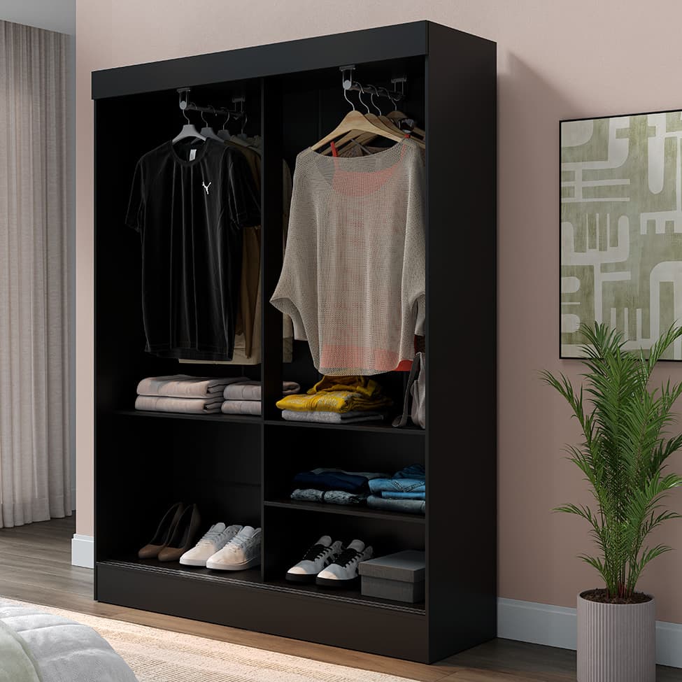 Guarda-Roupa Casal Boreal 2 Portas Preto