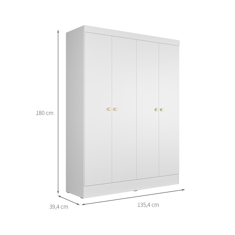 Guarda-Roupa Casal Boreal 4 Portas Branco
