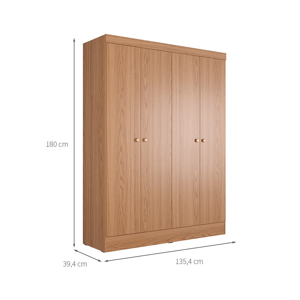 Guarda-Roupa Casal Boreal 4 Portas Carvalho