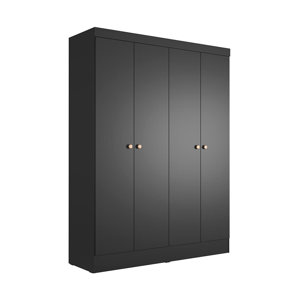 Guarda-Roupa Casal Boreal 4 Portas Preto