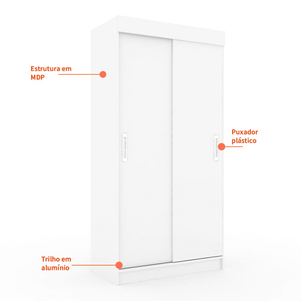 Guarda-Roupa Solteiro Berlim 2 Portas Branco