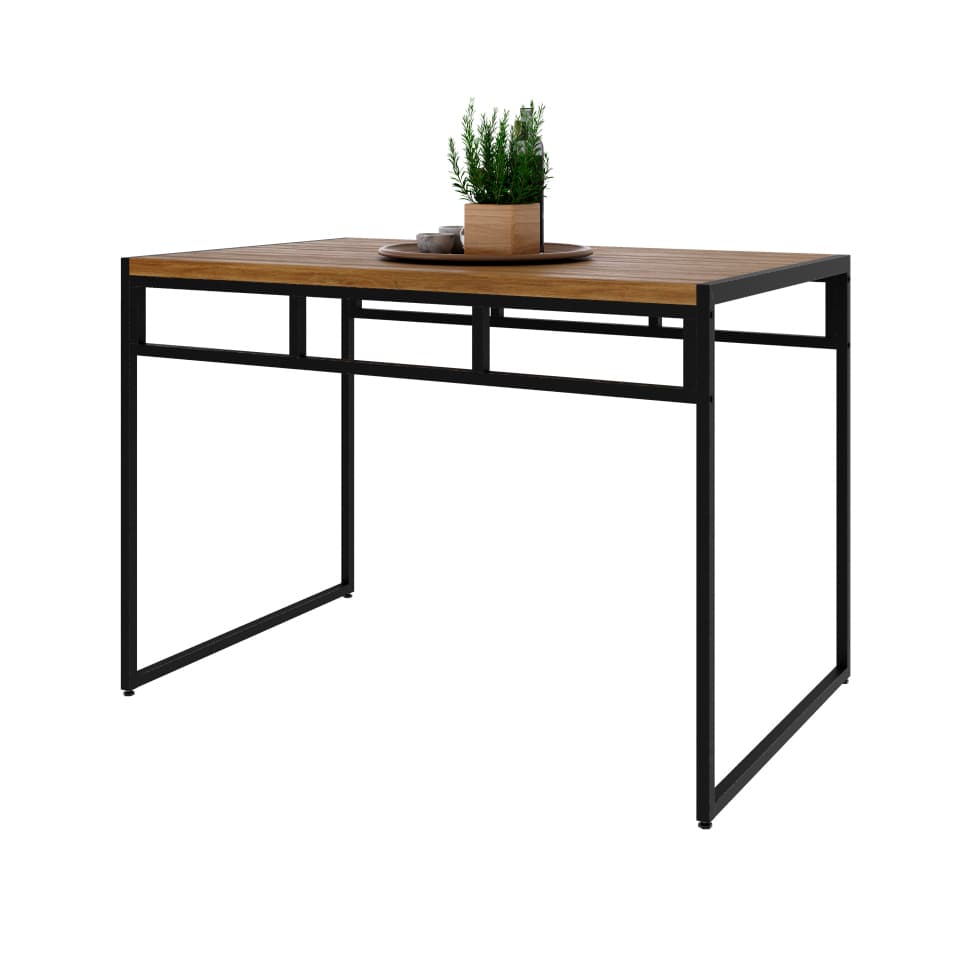 Mesa de Jantar Retangular Wooden Mel e Preta