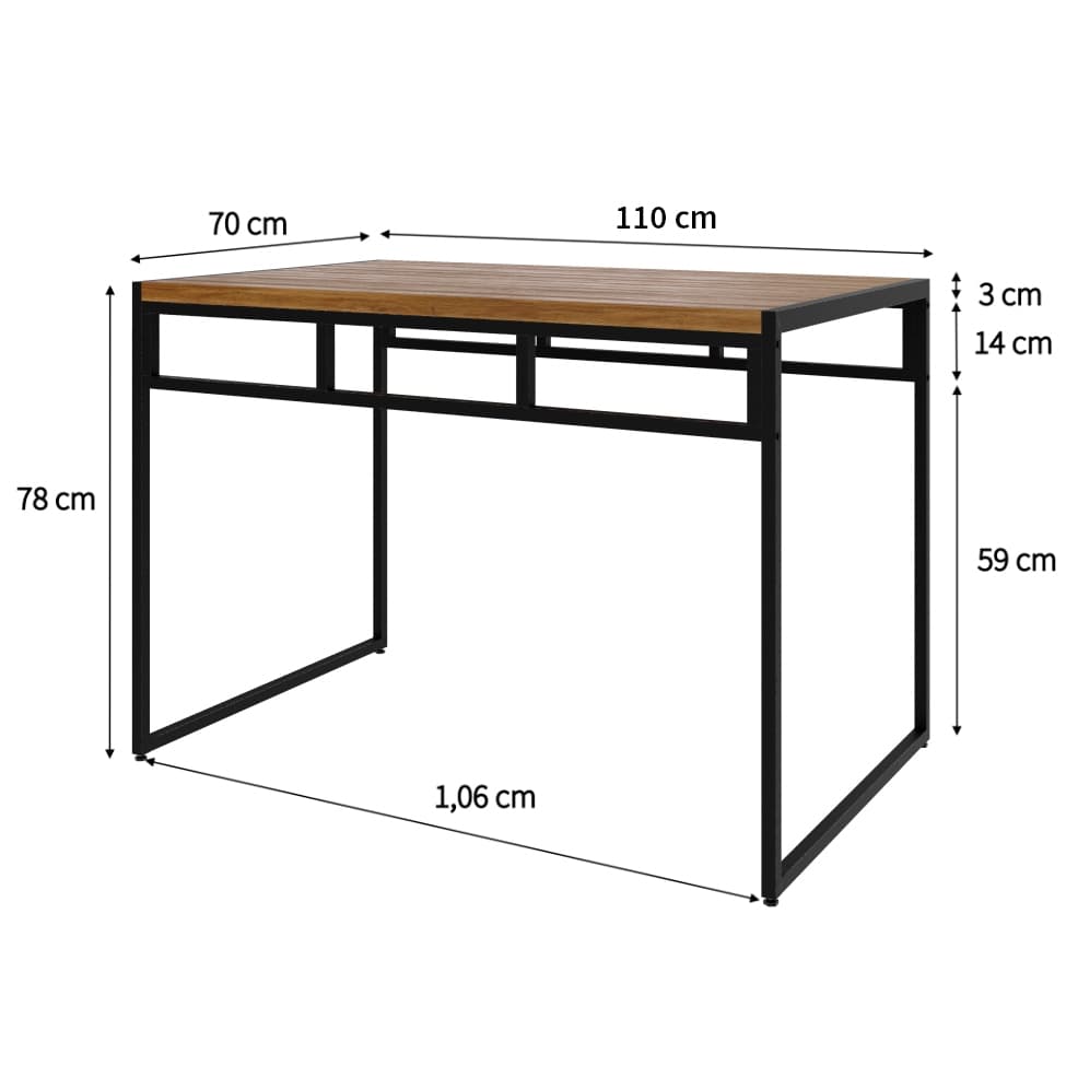 Mesa de Jantar Retangular Wooden Mel e Preta