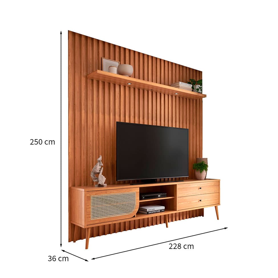Painel com Rack Loren LED 1 PT 2 GV Freijo