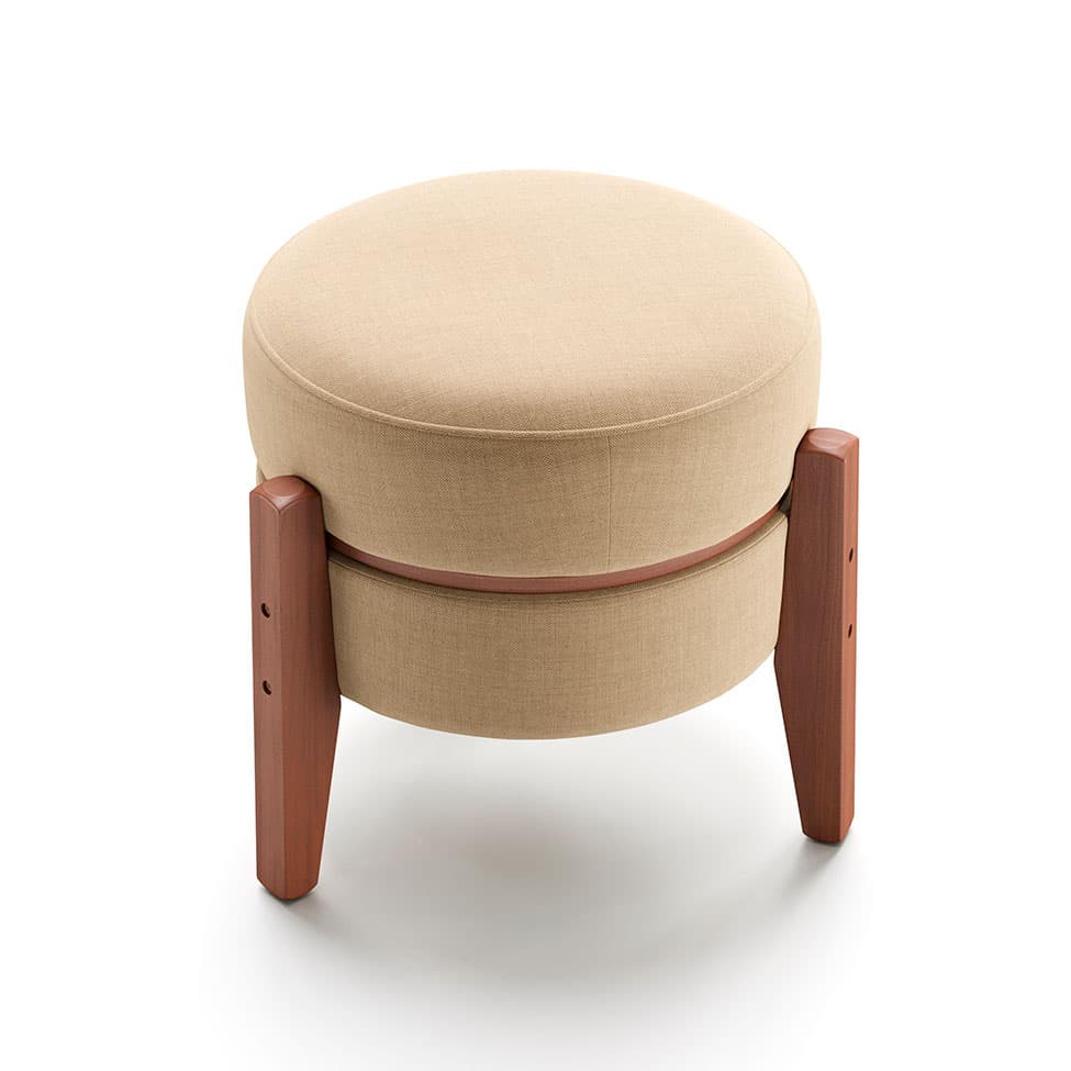 Puff Frapê Linho Bege 47 cm
