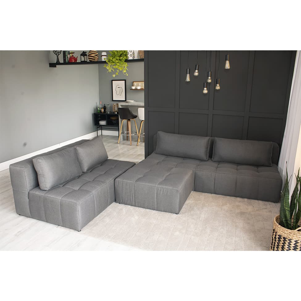 Puff Modular Soho Linho Cinza