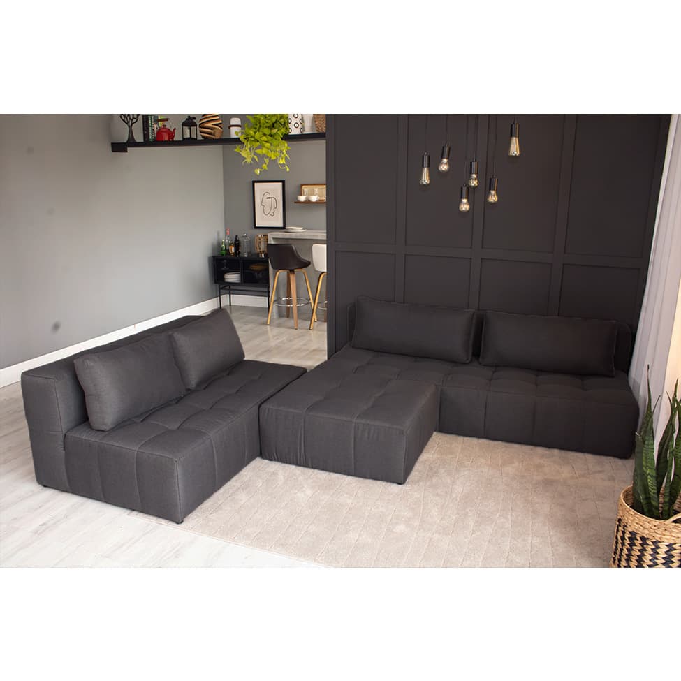 Puff Modular Soho Linho Grafite