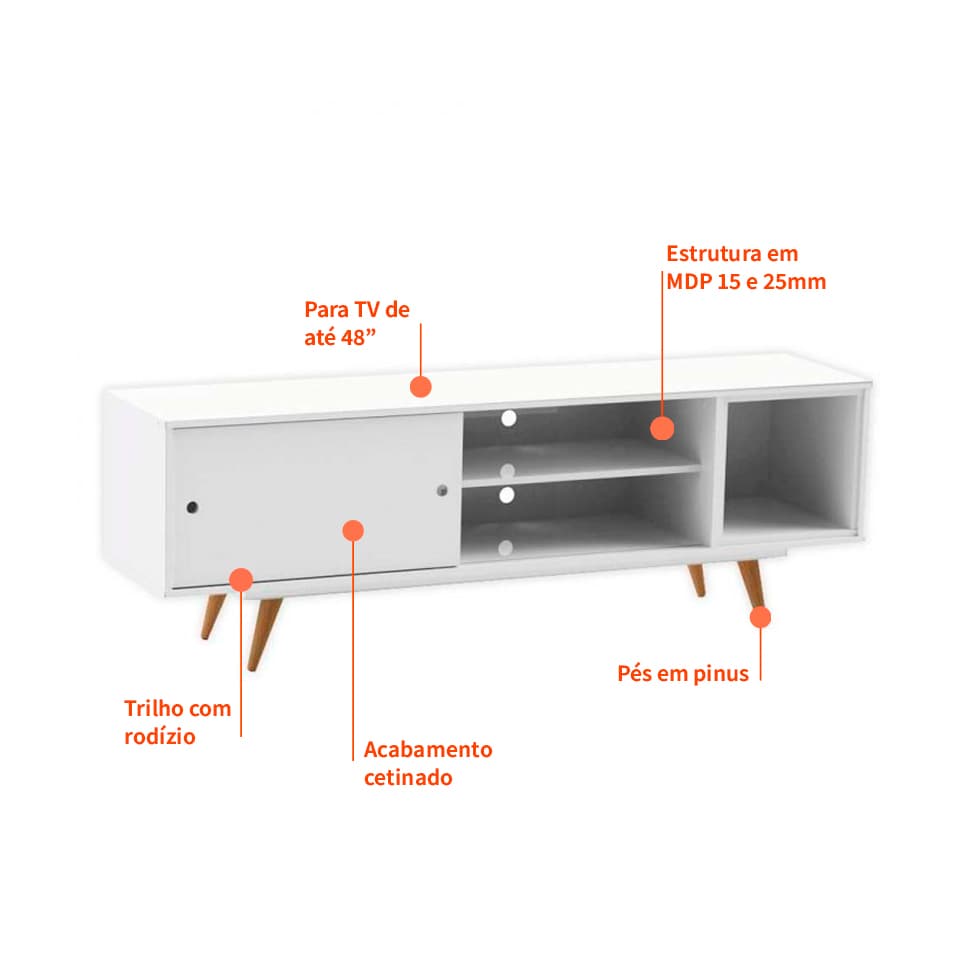 Rack Retrô Goslar Branco 162 cm
