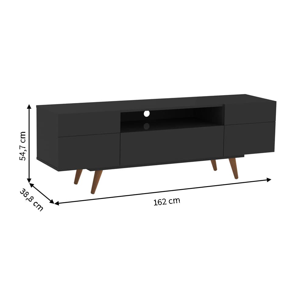 Rack Retrô Paris Preto 162 cm