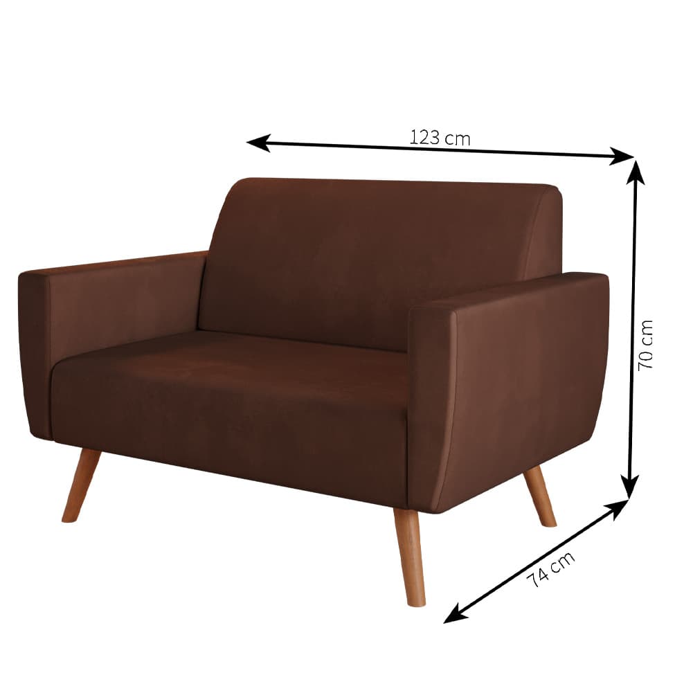 Sofá 2 Lugares Halifax Velosuede Marrom